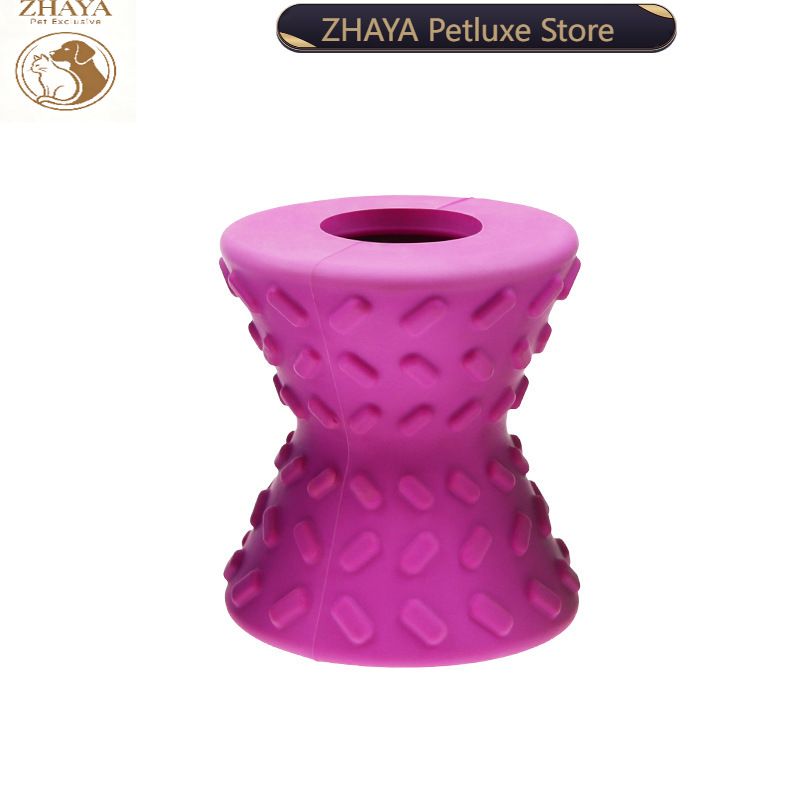 Rubber Treat Dispensing Dog Toy - Natuurrubberen kauwspeeltje voor honden, traktatie-dispenser, halterpuzzel,